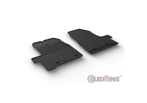 Alfombrilla goma Gledring Ford Transit Custom 3/2016-12/2017 (2 piezas+clips montaje) 