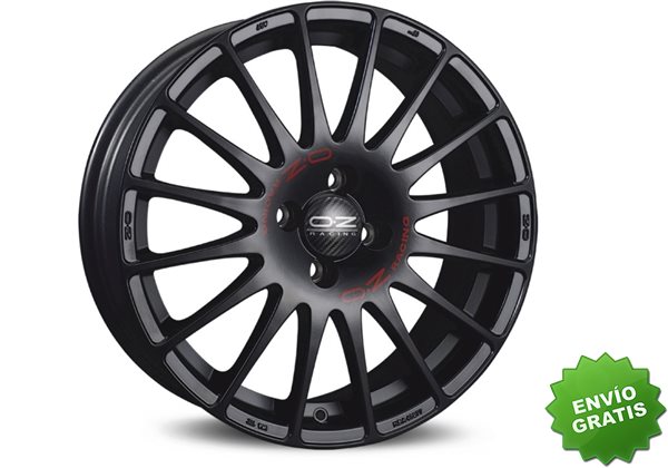 Llanta exclusiva Oz Superturismo Gt 6.5x15 Et18 4x108 Matt Black Red Lettering Kba Nad