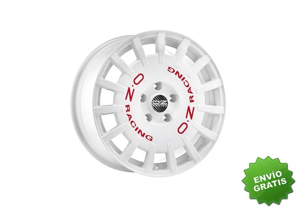 Llanta exclusiva Oz Rally Racing 7x17 4x100 Et30 Race Blanco Red Lettering