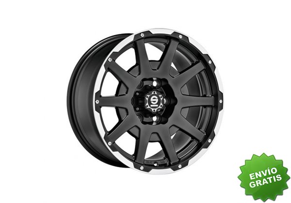 Llanta exclusiva Oz Sparco Dakar 7.5x17 6x114.30 Et35 Negro Mate Lip Polished+rivets