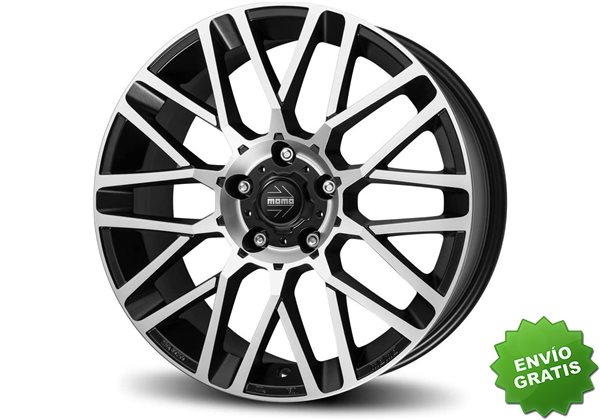 Llanta exclusiva Momo Revenge Evo 6.5x15 Et18 4x108 Black Matt. Polished 65.1 Via